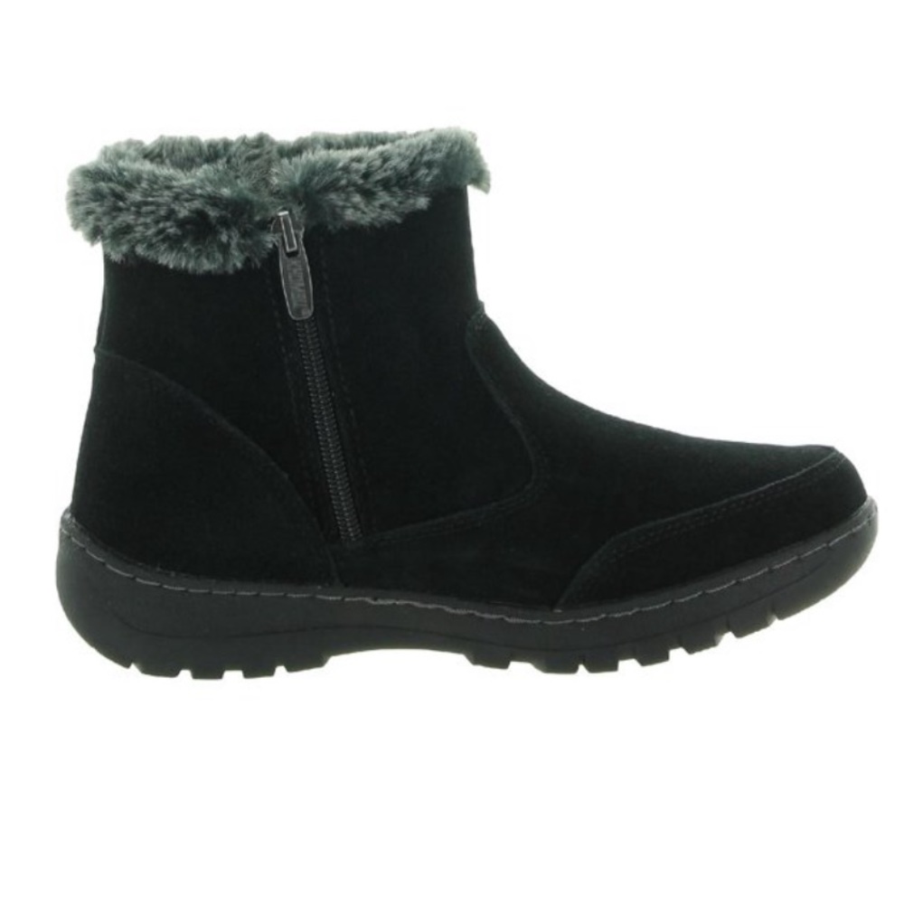 Khombu Gracie Leather Suede Faux Fur Lined Winter Boots Side Zip Button Closure